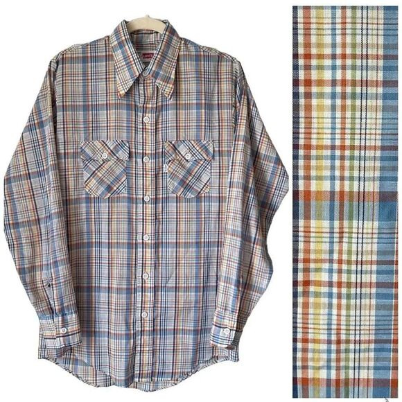 Levi's Plaid Button Up Shirt Men's Small VTG Western Long Horn 423 Made in USA S - Picture 1 of 9